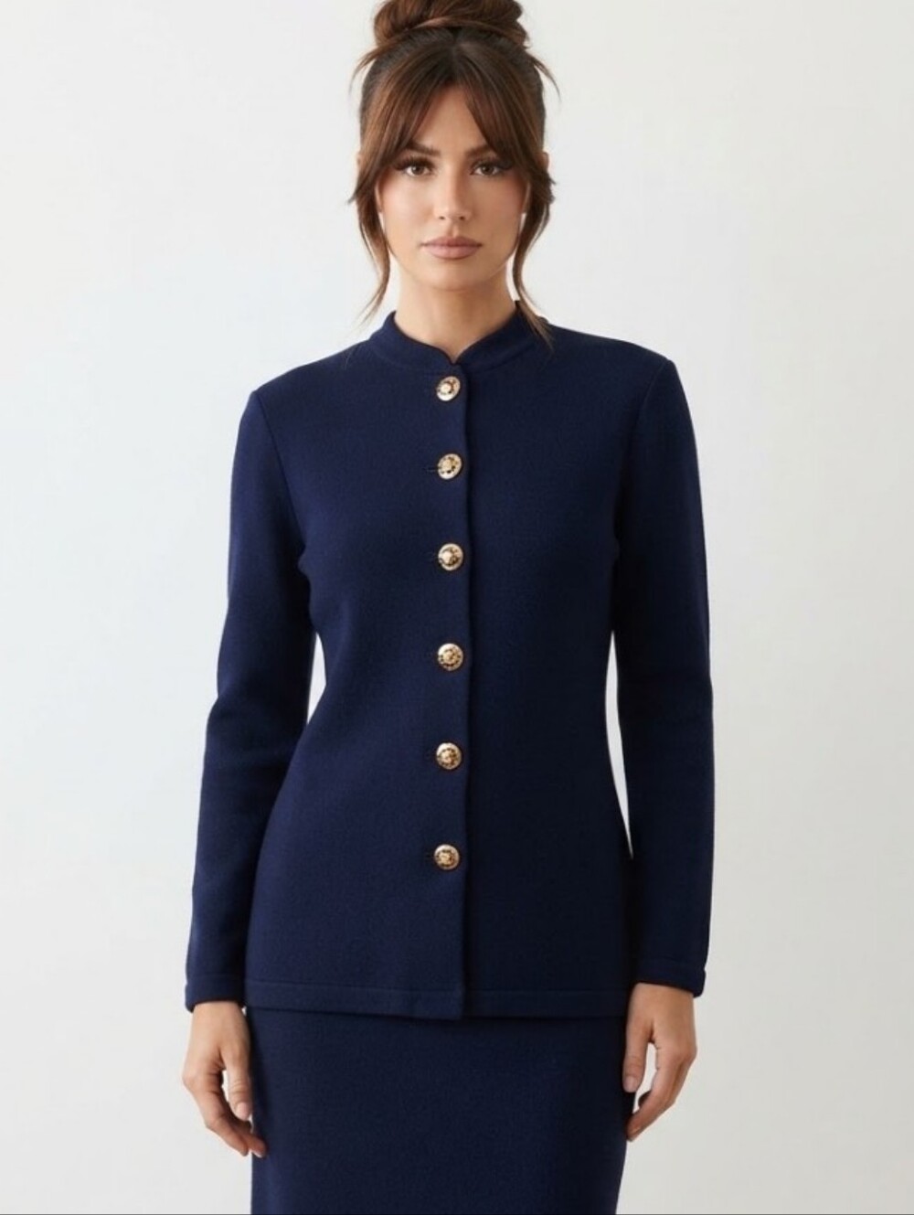 Vintage St. John Collection by Marie Gray Blazer Large Blue Detailed Button